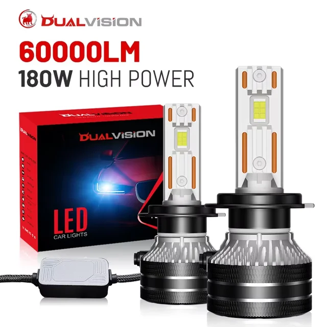 Reflektory LED Dualvision K5C H7 H4 H11 H1 H8 9005 HB3 9006 HB4 9012 880 881 H27 9007 9008 H13 6000K 8000K CSP Canbus Car Lights