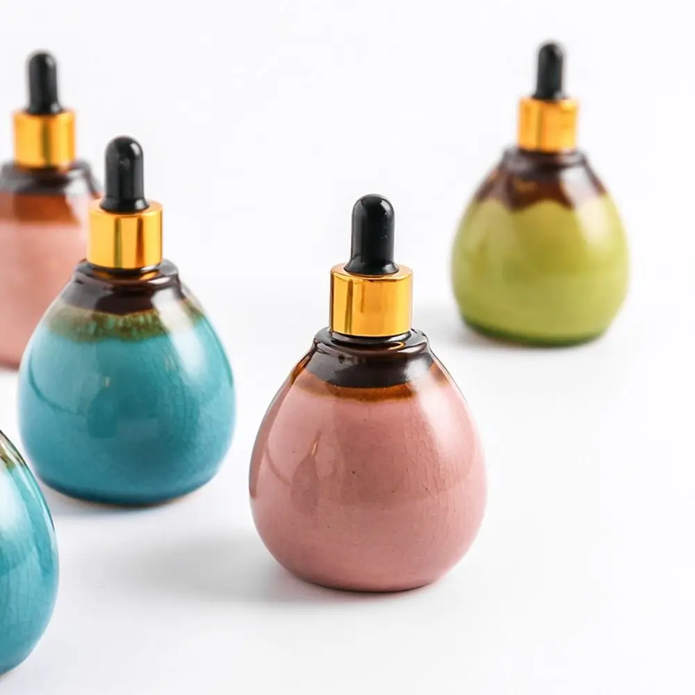 Jar Cosmetic Container  Bottles Essential Oil Bottle Aromatherapy Diffuser Ceramic Dropper Bottles Refillable Bottles