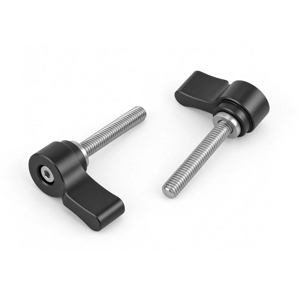 CAMVATE M5 Thumbscrew Assembly Knob For M5 Threaded Holes(27mm Long, Black/Red,2-Pack)