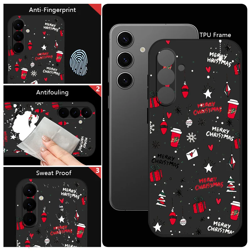 Merry Christmas Phone Case For Samsung Galaxy S24 S25 FE S25 S23 S22 Ultra A17 A56 A16 A55 A25 A15 A36 A35 A54 5G Soft TPU Cover