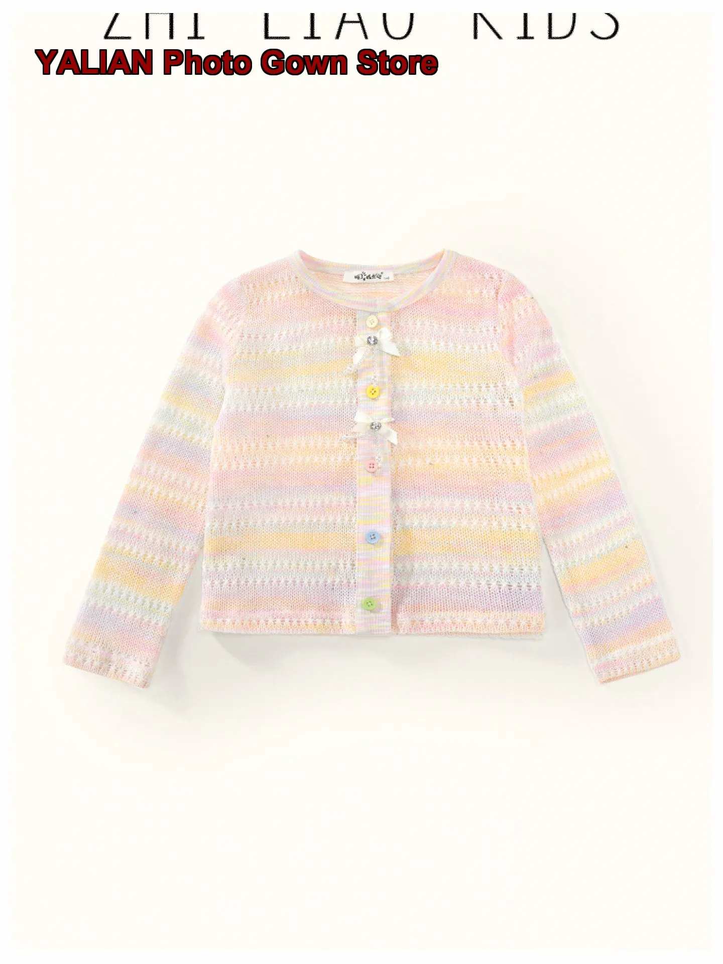 Zhi Le Growth Record Girls Multicolor Thin Knit Spring Girl Stylish Lightweight Jacket