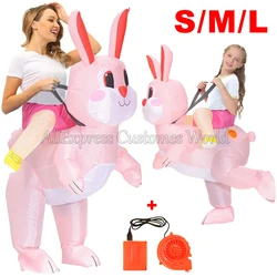Adult Children's Inflatable Rabbit Riding Cosplay Costume Suit Easter Bunny Fancy Dress Ball Children's Costume Rabbit Costume