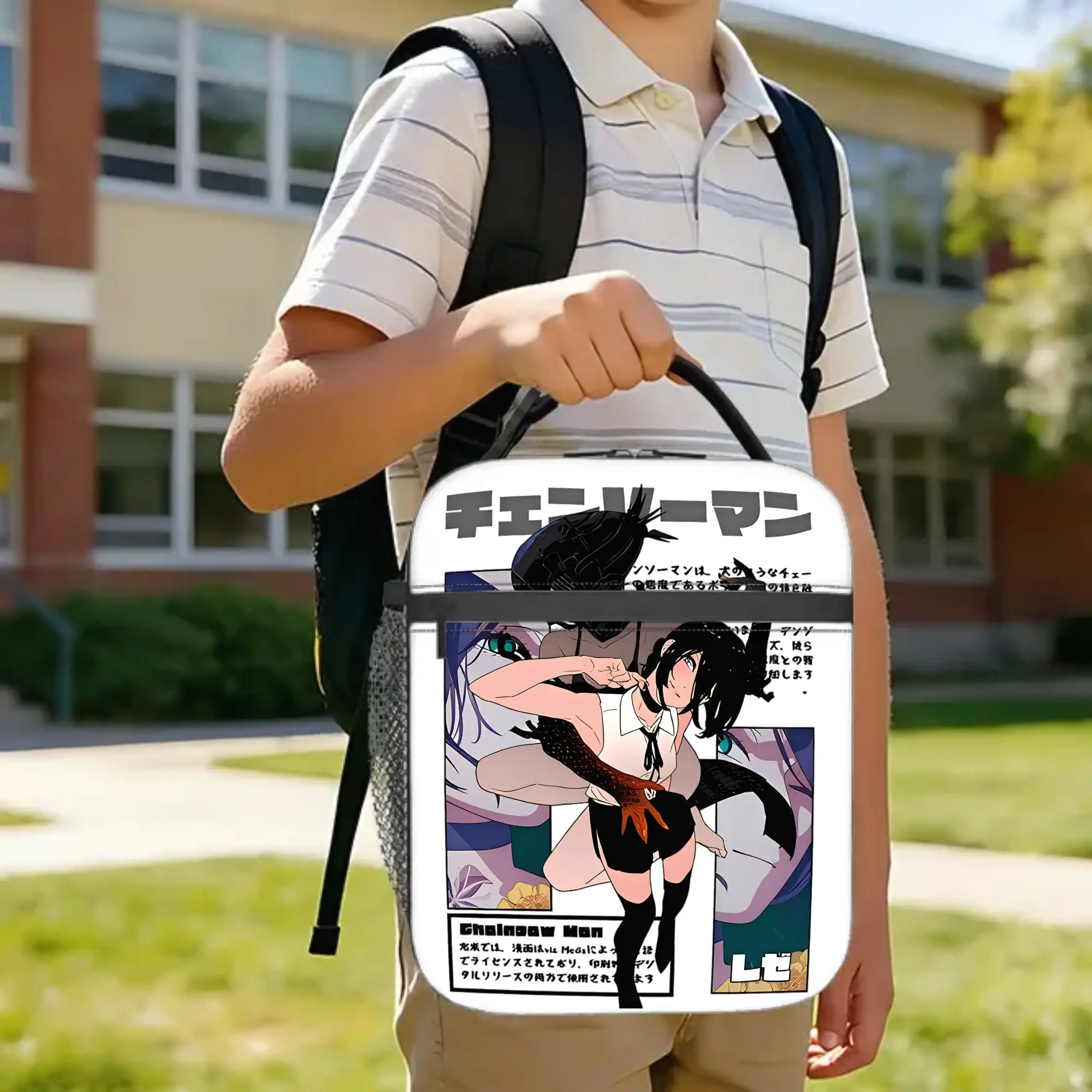 C-Chainsaws Man Reze Insulated Lunch Bag Thermal Bag Reusable,Lunch Container Anime Movie Portable Tote Lunch Box Outdoor