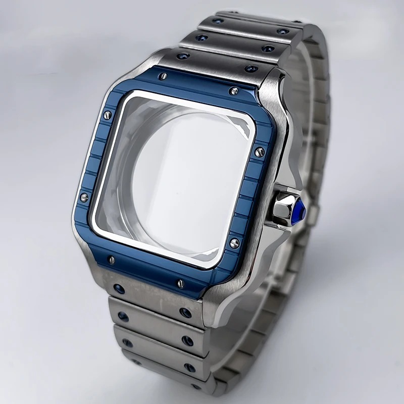 38mm NH35 Quadratisches Gehäuse Schwarz Gold Edelstahl Modifikationsteile für SKX Mod Zubehör Fit Santo Case NH35 NH36 Uhrwerk – Detail 6