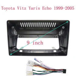 WQLSK 2 DIN 9 Inch Car Frame Fascia Adapter Android Radio Dash Fitting Panel Kit For Toyota Vitz Yaris Echo 1999-2005