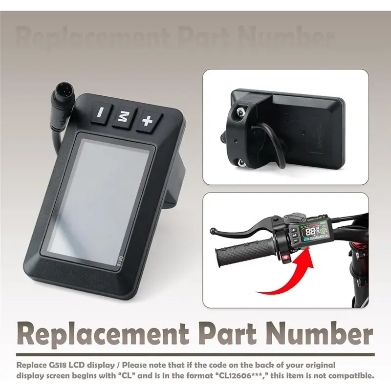 Super Deal -E-Bike LCD Display Screen 6-Pin Replacement With Wrench And Cable Ties For Yozma IN10 Electric Dirt Bike