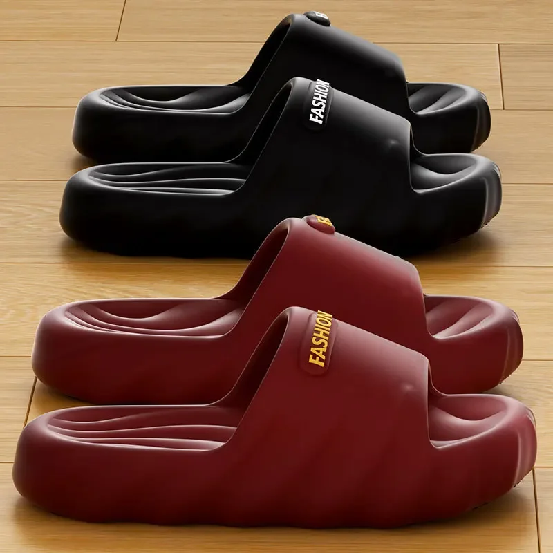 

Новинка 2024 года, женские домашние нескользящие тапочки для пары, крутые мужские тапочки с толстой подошвой, наступающие лайно, для ванной, крутые мужские тапочки