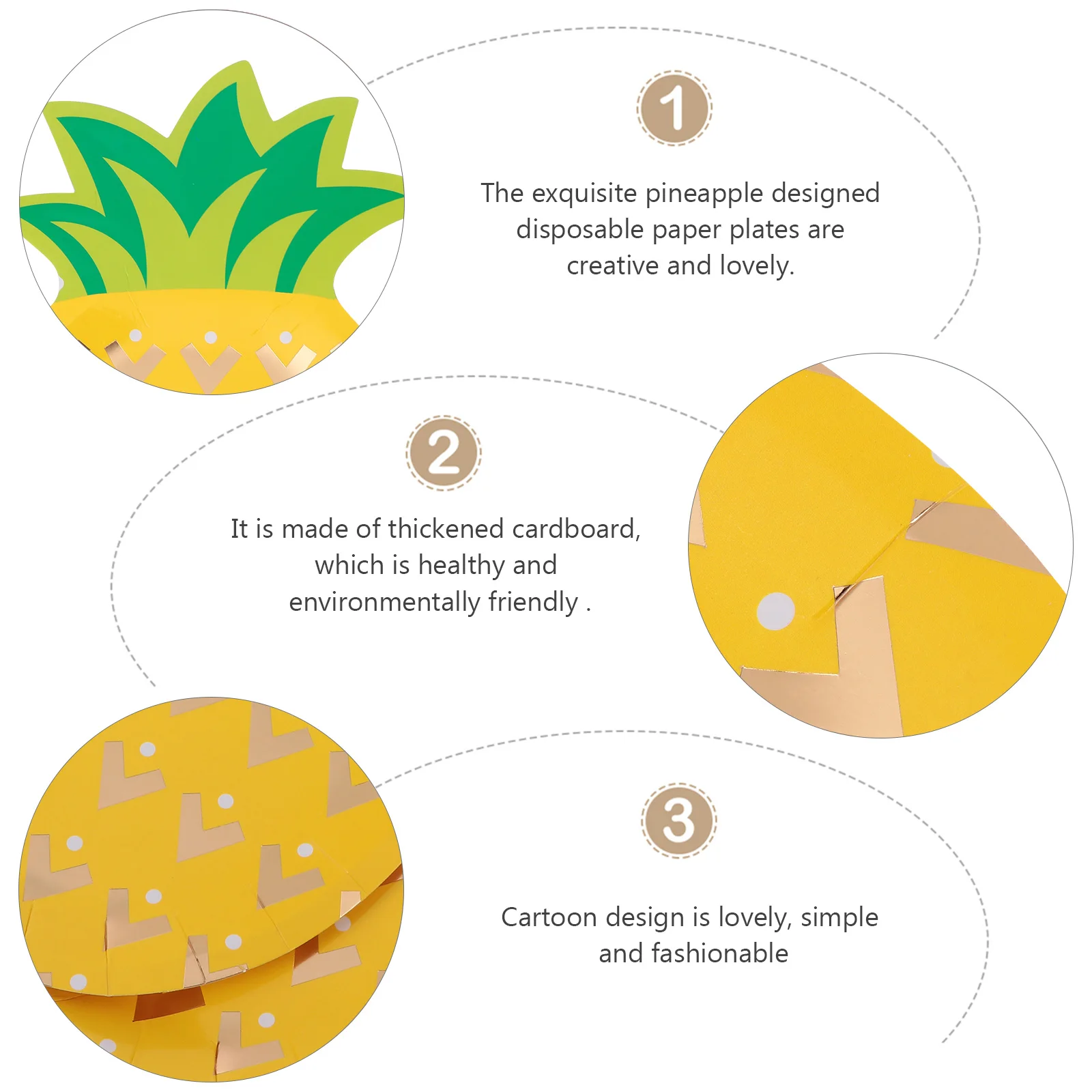 

8 шт., бумажные тарелки с ананасом, одноразовая посуда для дня рождения, поднос для закусок, экологически чистые биоразлагаемые кухонные принадлежности