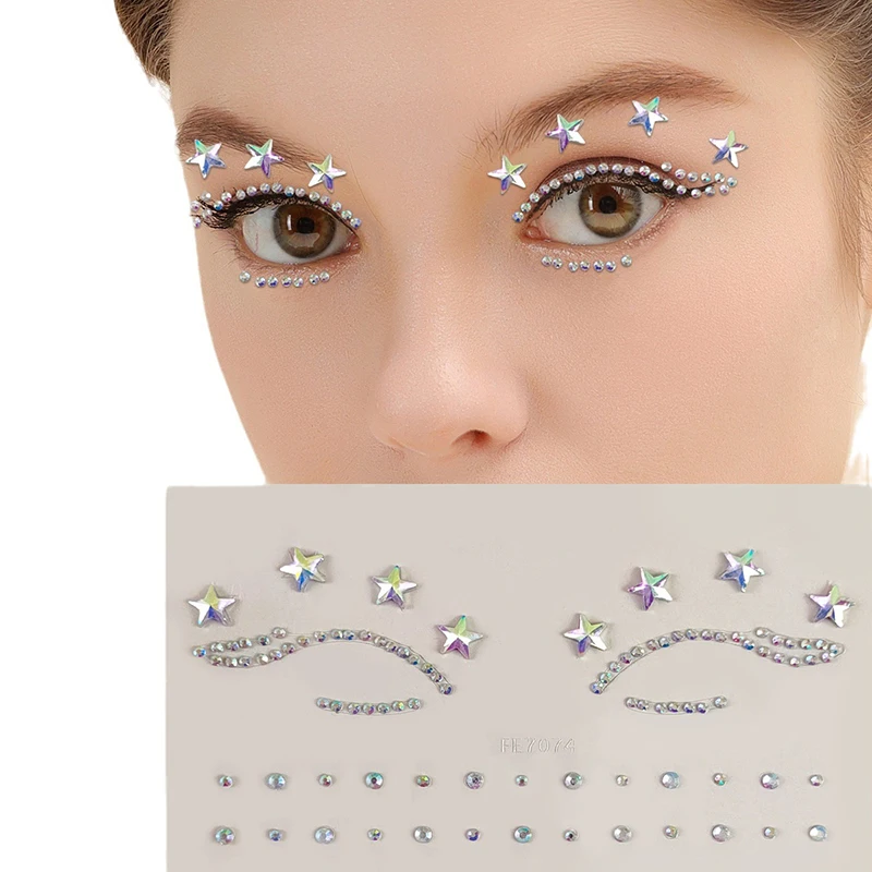 Temporary Tattoo Party Rhinestone Makeup Tool Facial Eyebrow Sticker Eye Sticker Forehead Face Sticker Acrylic Gem Nail Sticker