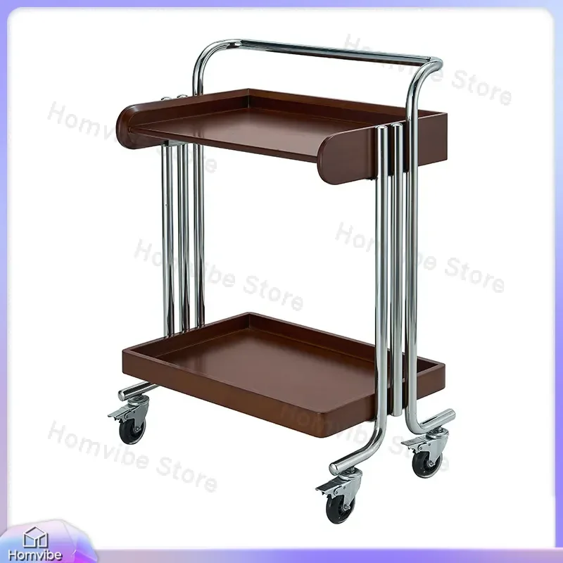 Double Layer Food Delivery Cart Hot Pot Service Trolley Mobile Dining Table for Hotel Restaurant Kitchen Storage Rack