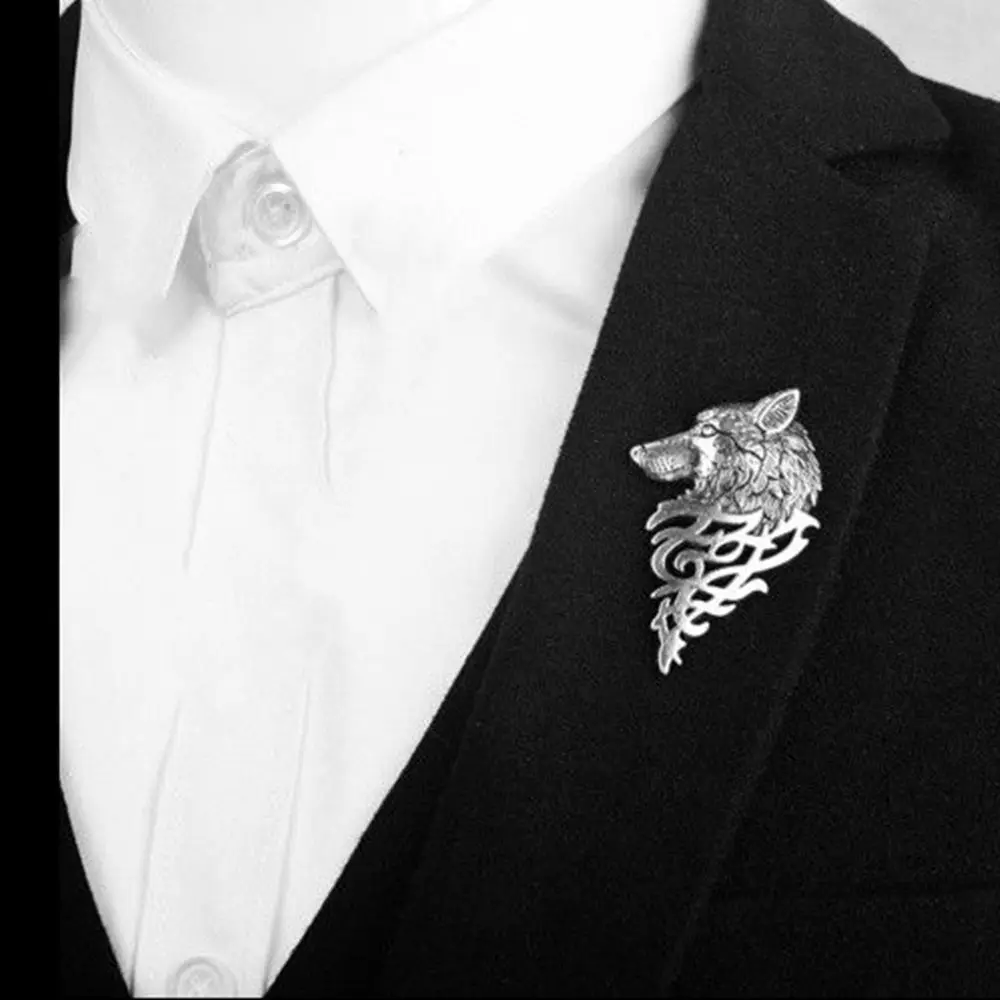 Jewelry Women Brooch Pin Badge Vintage Men Wolf Lapel Collar Shirt Jeans Jacket Badge