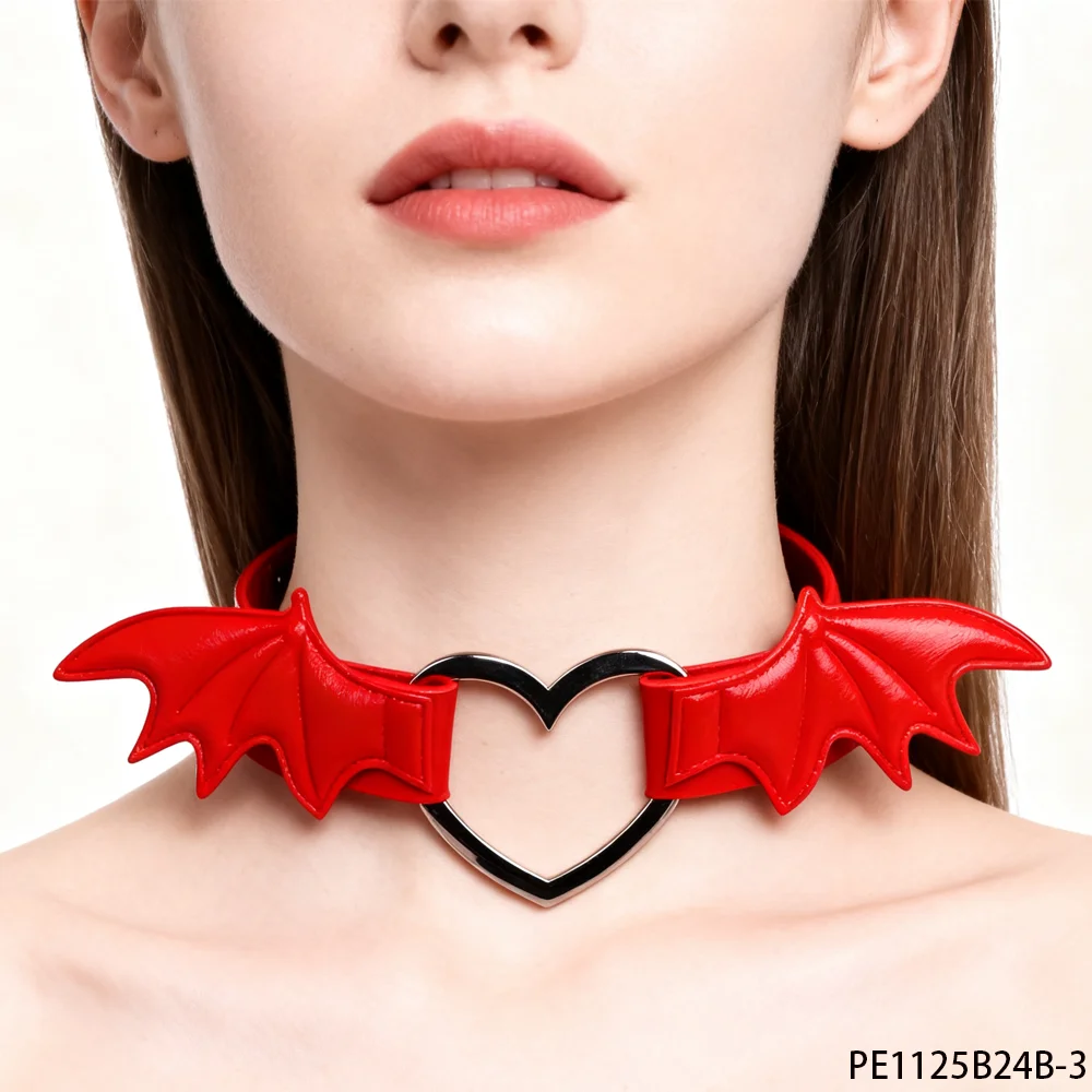 PESENAR Dieser rote Halsband verfügt über Teufelsflügel und eine herzförmige Mitte, das sowohl neugierig als auch süß ist. Perfekt für den Valentinstag