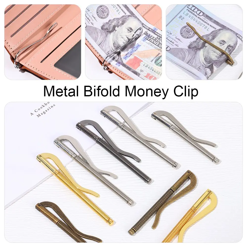 New Simple Metal Money Clip Bifold Spring Clamp Unique Design Bar Wallet Replace Parts Cash Holder Portable Wallet Durable Clips