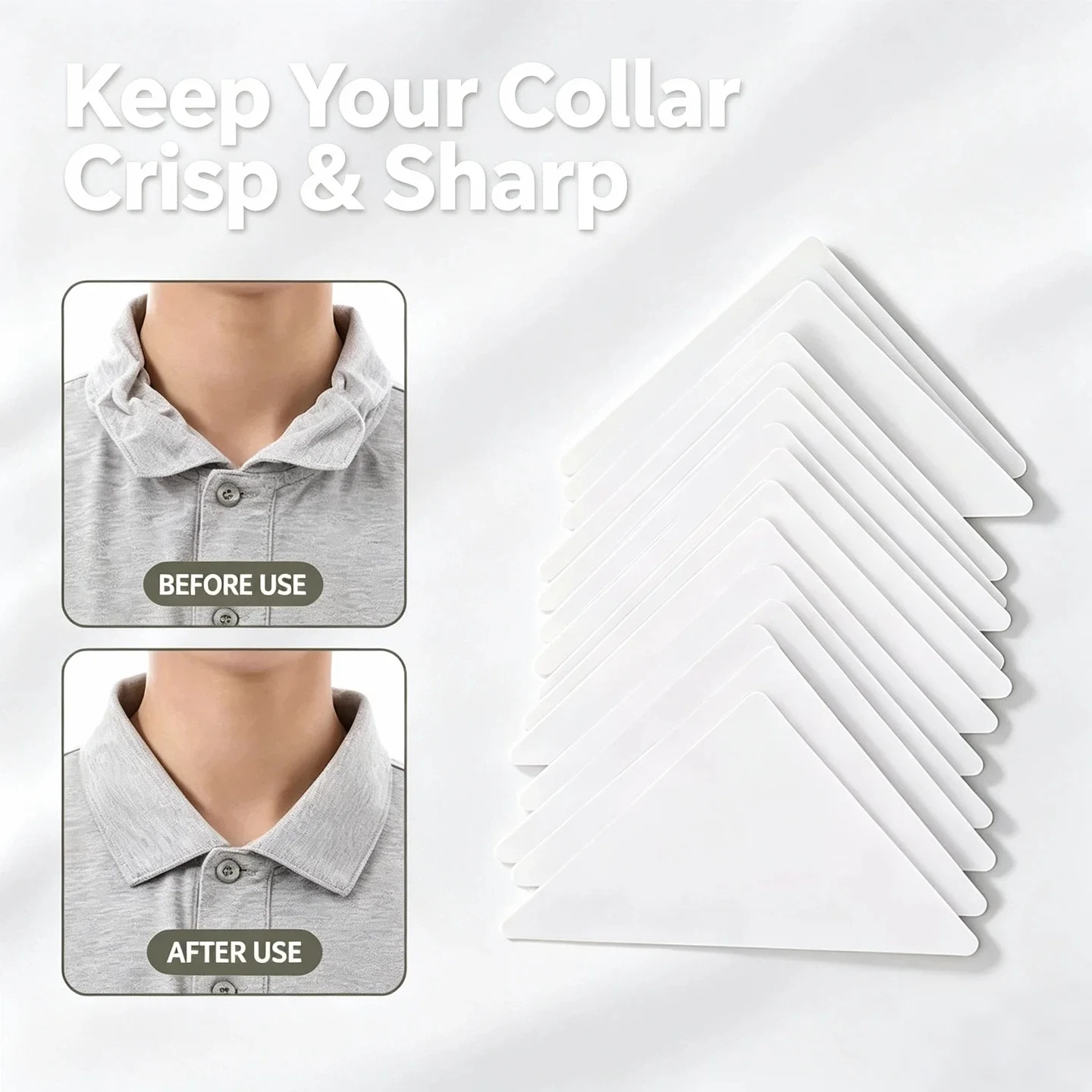 Disposable Self Adhesive Collar Stiffener, Anti Curl Collar Support Patches For Men Formal Dress Polo Shirt Daily Wear