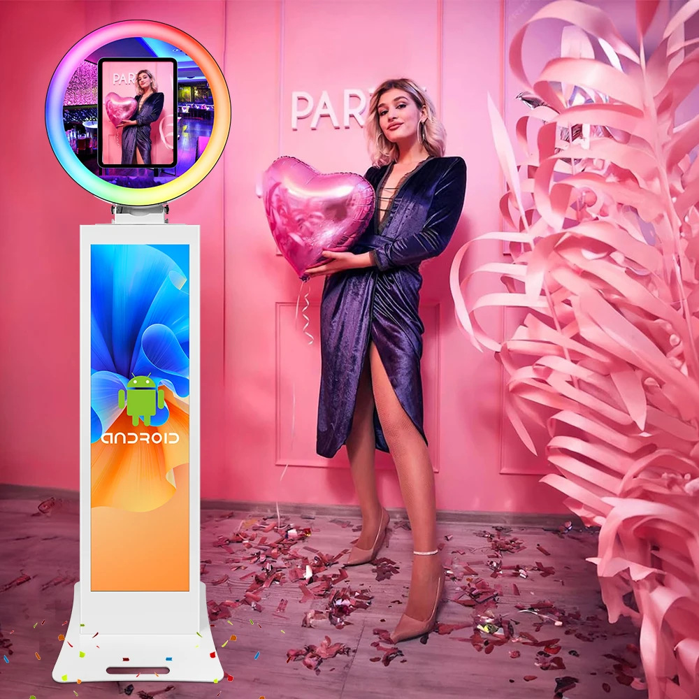 

Wedding Photo Booth LCD for iPad Pad Selfie Booth with LED Ring Light Booth for Photos Wedding Birthday Party Events Booth