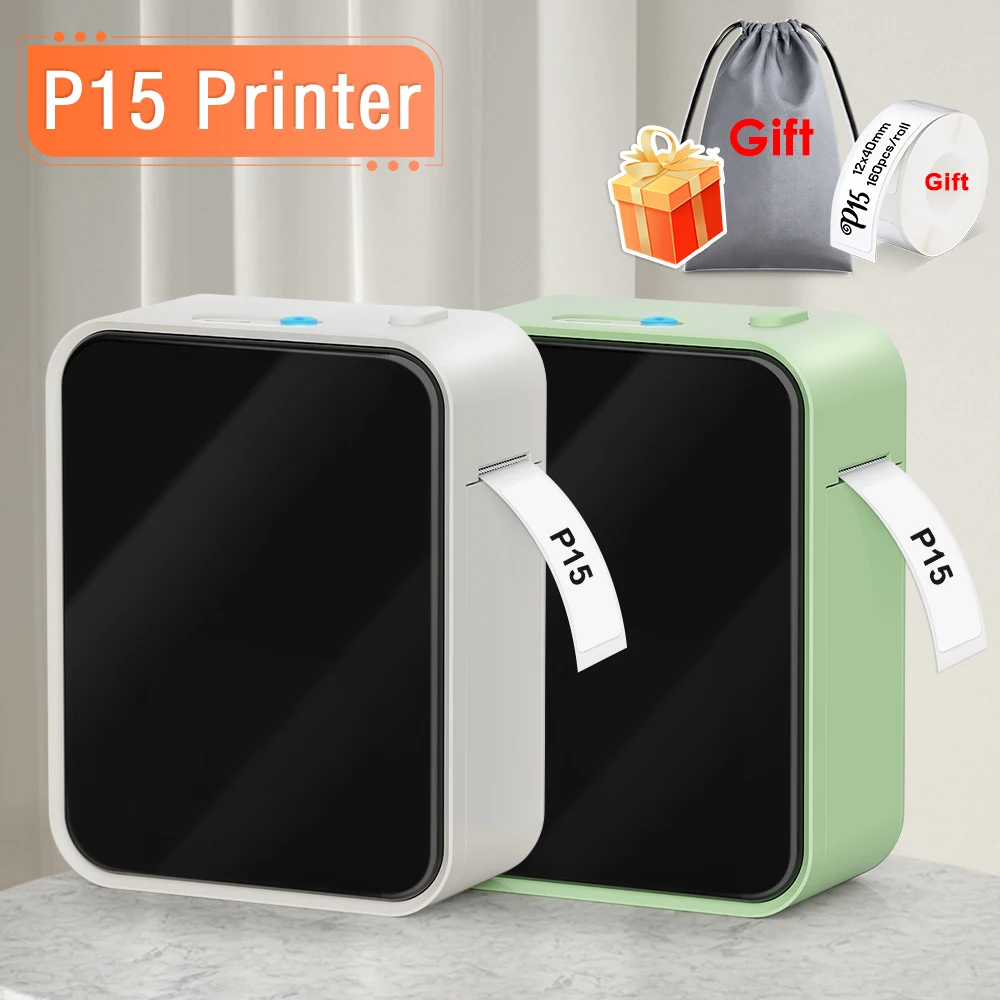 P15 Wireless Label Printer Portable Bluetooth Thermal Label Maker with Self Adhesive Label Sticker Silimar as Niimbot D11 D110