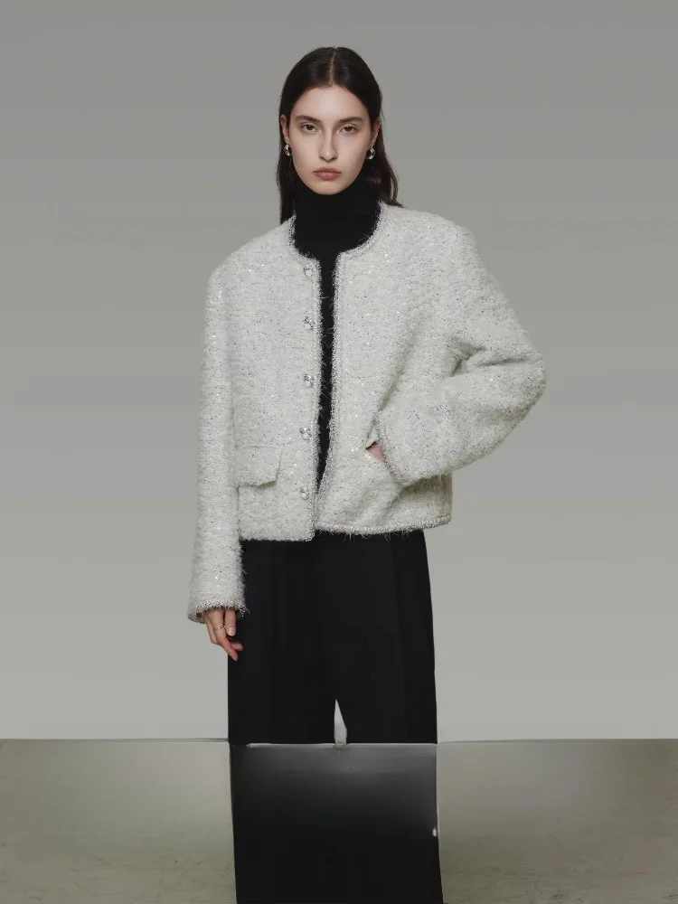 

Faionable Heavyweight Woolen Jaet Women's Small Fraance Sle 2025 Winter New Arrival Ele Knitwear Top Coat