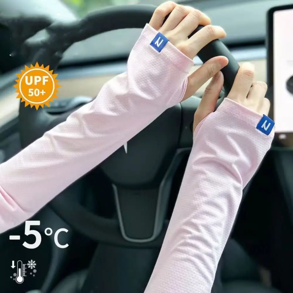 Anti-UV Ice Silk Sleeves Ultraviolet Proof Sun Protection Cover Sunscreen Sleeves Arm Warmers Arm Covers Thin Long Gloves Men