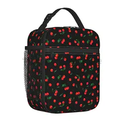 Cherry Insulated Lunch Bag for Women Girls Reusable Portable Lunch Box for Office Work School Picnic Camping Thermal Bento Tote