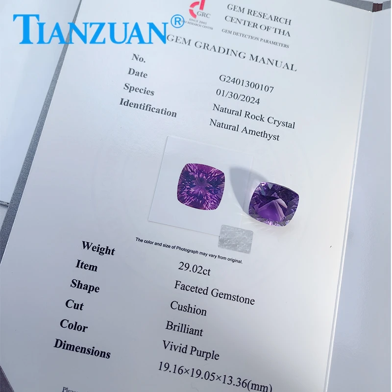 29.02CT Natural Amethyst Vivid Purple Color Cushion Shape Brilliant Cut Loose Gem Stone with GRC Certified