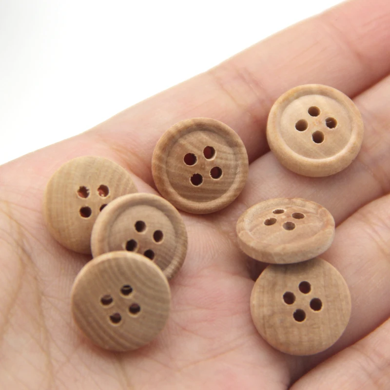 HENGC 50Pcs 11/13mm Natural Round Wooden Buttons for Clothes Kids Shirt Blouse Coat Eco-friendly Sewing Accessories Wholesale