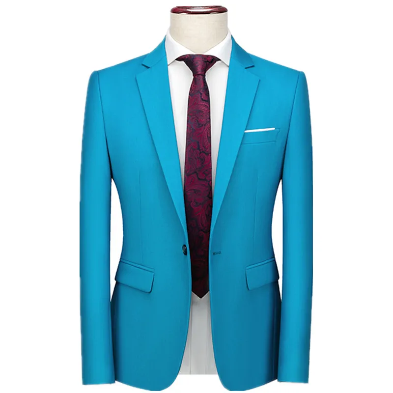 European size men's blue suit jacket, red slim fit sports jacket, wedding/party/office top, autumn new formal clothing.