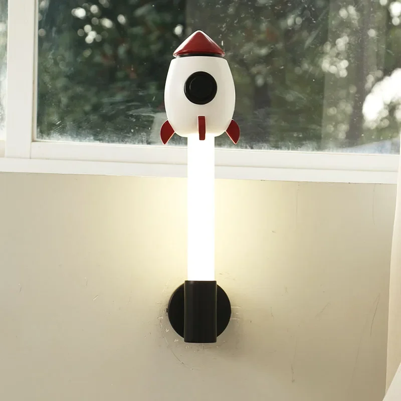 Space rocket children's room lamp decorative wall lamp fashion led modern simple bedside Boy White Bedroom lamp