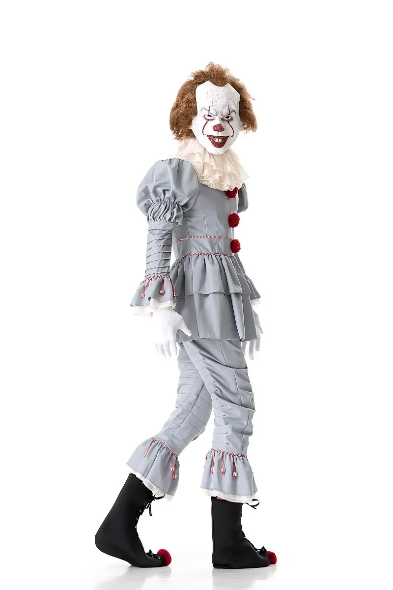 Costume da clown spaventoso cosplay di Halloween unisex per adulti, carnevale, festa in maschera