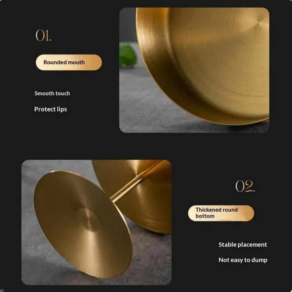 High Footed Stainless Steel Dessert Cups Large Capacity Wide Opening Pudding Cup Round Nonstick Pudding Serving Dish Home