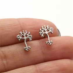 Delicate Stainless Steel Neuron Earrings for Women Minimalist Biology Jewelry Anatomy Neuron Ear Studs Student Brincos
