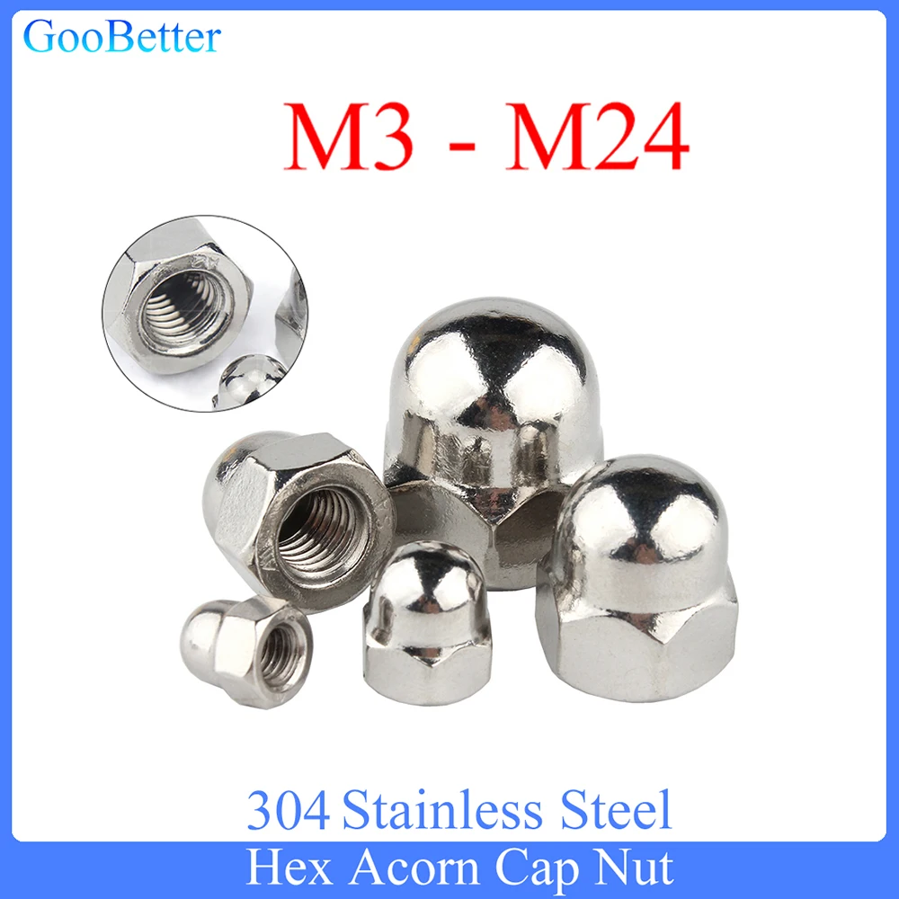 

1-50Pcs Acorn Cap Hex Nut M3 M4 M5 M6 M8 M10 M12 M14 M16 M18 M20 M22 M24 304 Stainless Steel Dome Cap Blind Nuts Hexagon Cap Nut