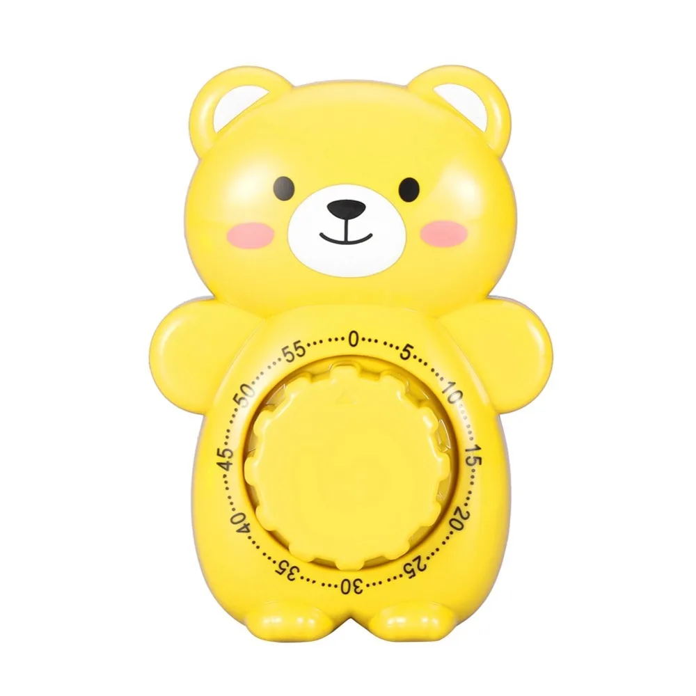 Cartoon Bear Mechanical Kitchen Timer ABS Material 60 Minutes Countdown Timers 4.3*3*1.6in Mini Cartoon Timer Classroom