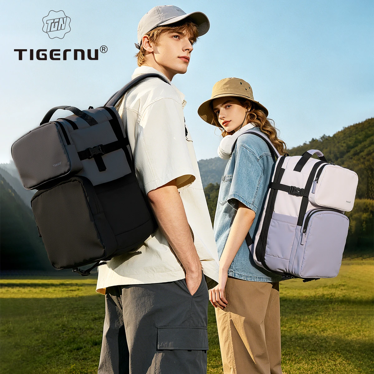 Tigernu Expandable Travel Backpack With Shoe Compartment USB Charging Port 17inch Laptop Backpack For Business Trip Daily Work