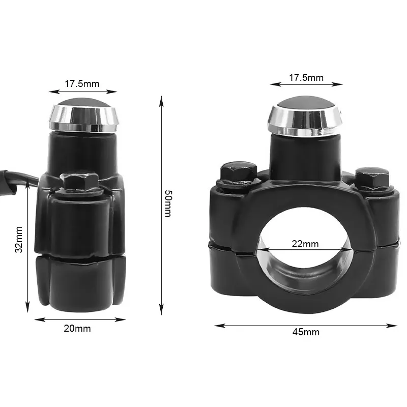 7/8 "22 مللي متر دراجة نارية المقود جبل التبديل زر المصباح الضباب ضوء الإغلاق عمل ON OFF التبديل للدراجات النارية ATV الترابية دراجة #3