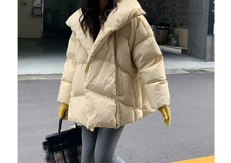 

High-Waisted Zipper Down Cotton Jacket for Women Winter Coat 2025 New Loose Mid-Length Cotton Padded Jacket