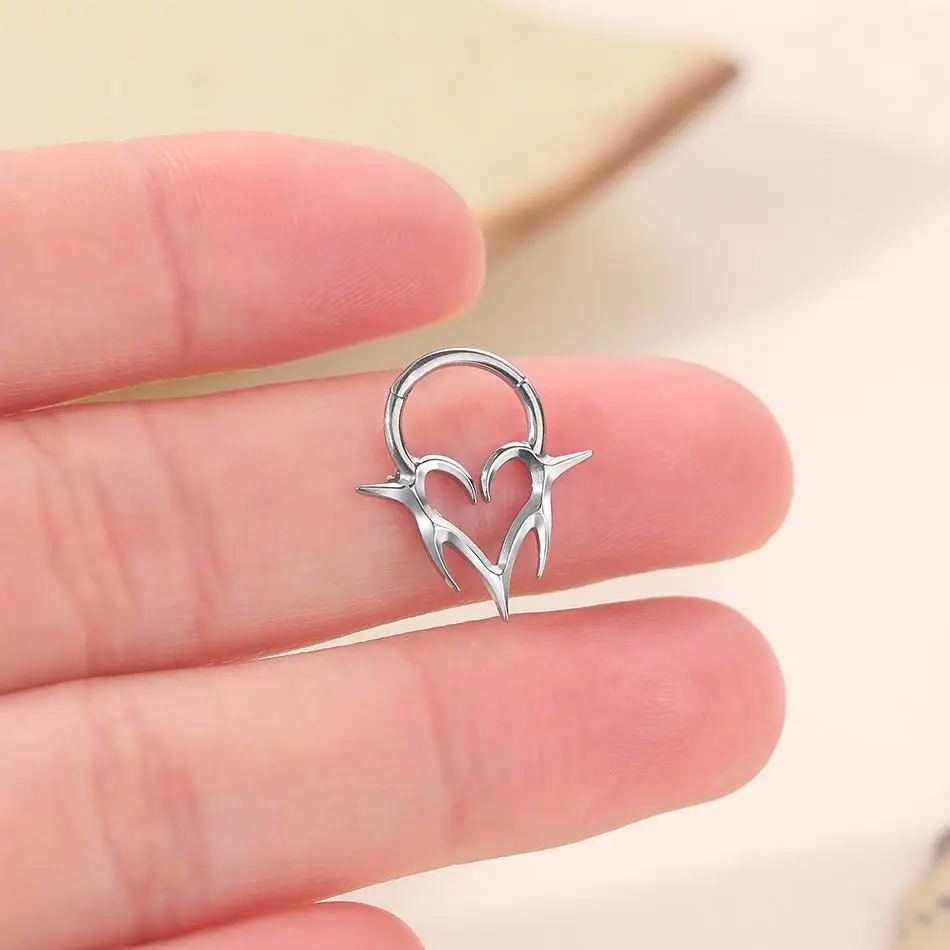 1 قطعة التيتانيوم الحاجز ثقب متمحور الجزء الأنف الدائري انقر هوب أقراط الأذن الغضروف اللولب ثقب مجوهرات للجسم #1