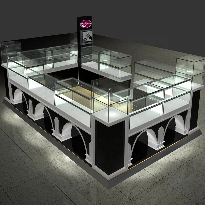 

customized.Luxury Jewelry Shop Cabinet Display Counter Retail Jewellery Store Display Showcase Mall Jewelry Kiosk Design