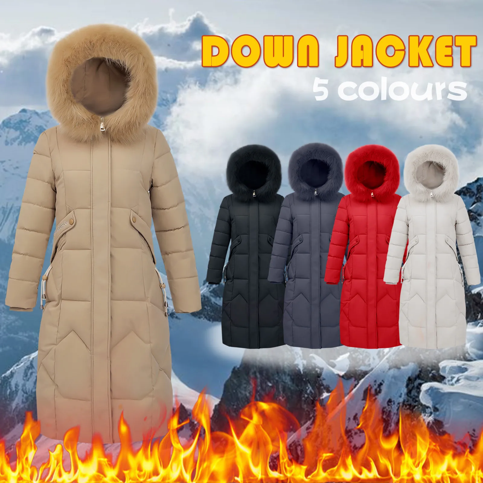 Winter Jacket For Women Cotton Padded Puffer Coat Women'S Mid-Length Down Jacket Women'S Coat Winter Autumn Women'S Clothing