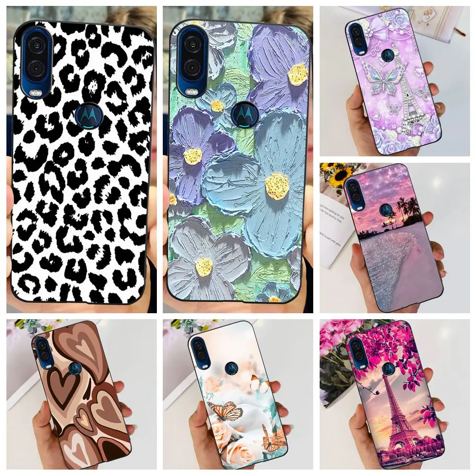 Funda de teléfono suave para Moto One Action, fundas de flores, Funda de silicona TPU a la moda para Motorola Moto One Macro One 5G, bolsa de parachoques