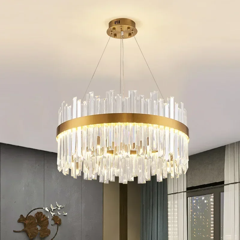 

Modern Living Room Dining Room Crystal Pendant Lamp Simple Creative Bedroom Nordic Chandelier Designer Luxury LED Light Fixtures