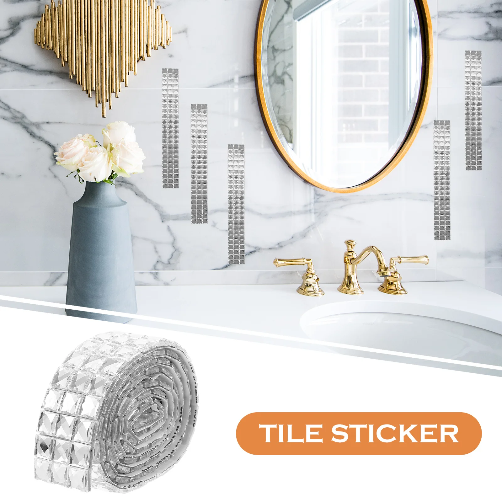 

1 Roll Self-Adhesive Glass Fiber Drill Tile Sticker Mosaic Wall Decal For Kitchen Bathroom Diy Craft Decoration Wear-Resistant