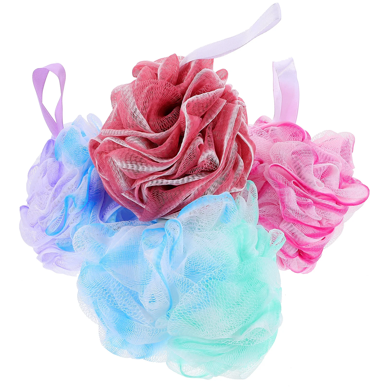 

4pcs Bath Ball 75g Large Multicolor Shower Scrubber Exfoliating Body Cleaner Soft Material Foldable Bathing Tool