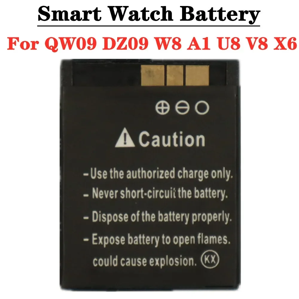 Batería de reloj inteligente para QW09 DZ09 W8 A1 U8 V8 X6 Smartwatch lq-s1 3,7 V 380mah batería recargable de alta calidad