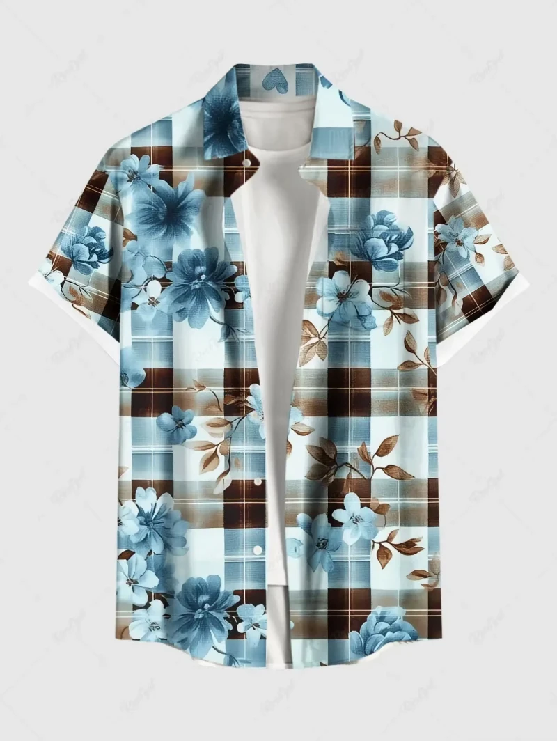 

New Men's Shirt Trendy 3D Print Hawaiian Shirts Button Up Beach Vacation Shirts Short Sleeve Shirts Casual For Men Women Y2k Top