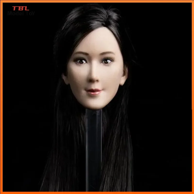 TYM037 1/6 Scale Asia Beauty Head Sculpt Long Black Hair Girl Head Carving Model for 12'' PH Action Figures Toys