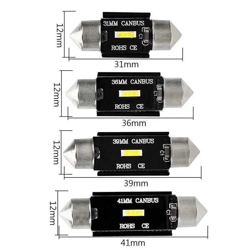 Super Bright Festoon CSP LED Bulbs Dome Light Reading Lamps Reading Dome Lights White 31MM/36MM/39MM/41MM