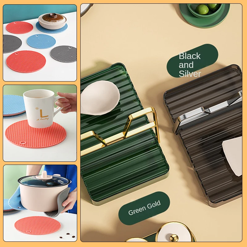 Multi-functional Pot Cover Rack Kitchen Storage Rack Mobile Phone Bracket Home Spatula Foldable Soup Spoon Pad Rack