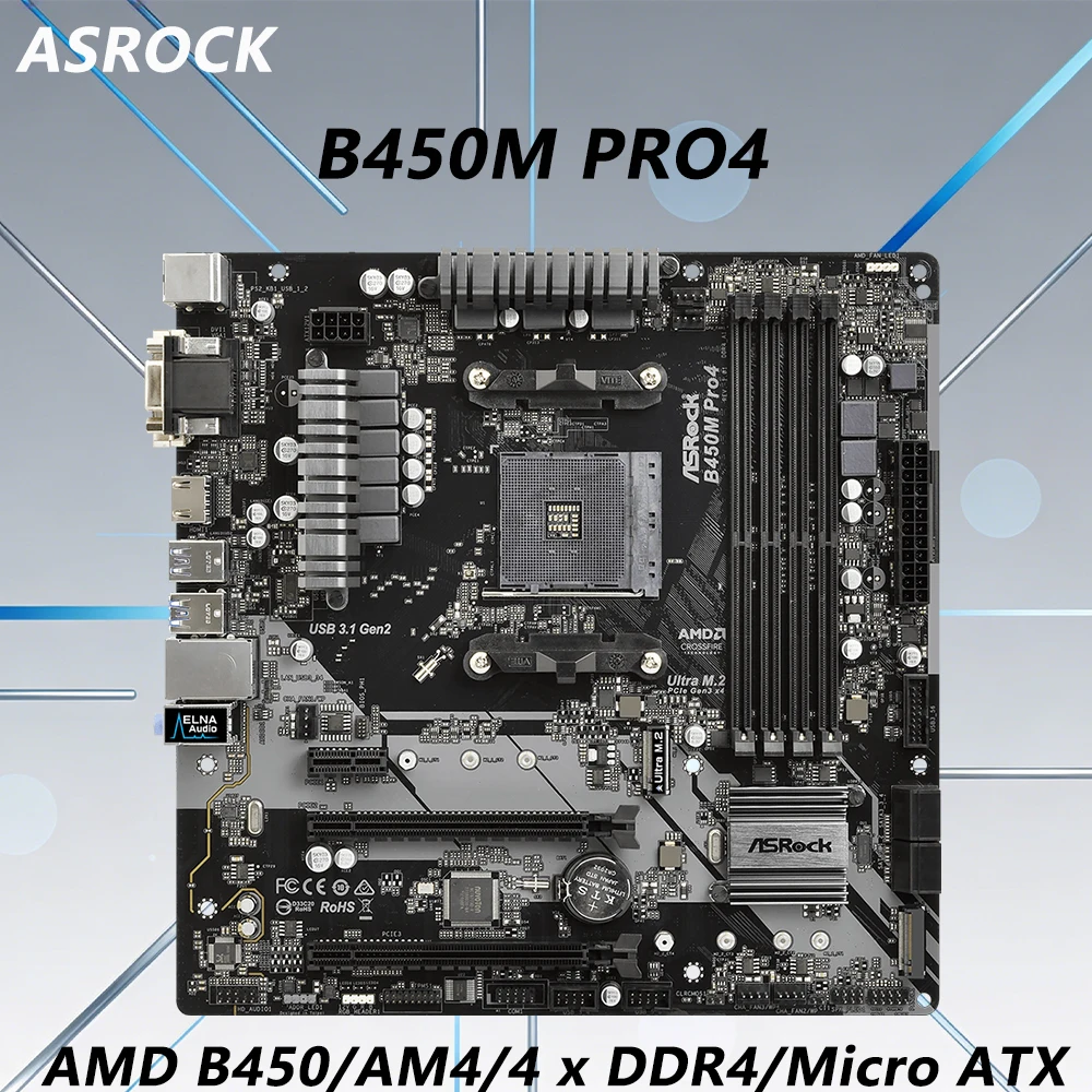 B450 B450m Pro4 Motherboard Am4 Cpu Support 7 5800x3d 5 5 5500 5 5600x 5800x 9 5900x Ram Ddr4 128gb M.2 Micro Atx Pc