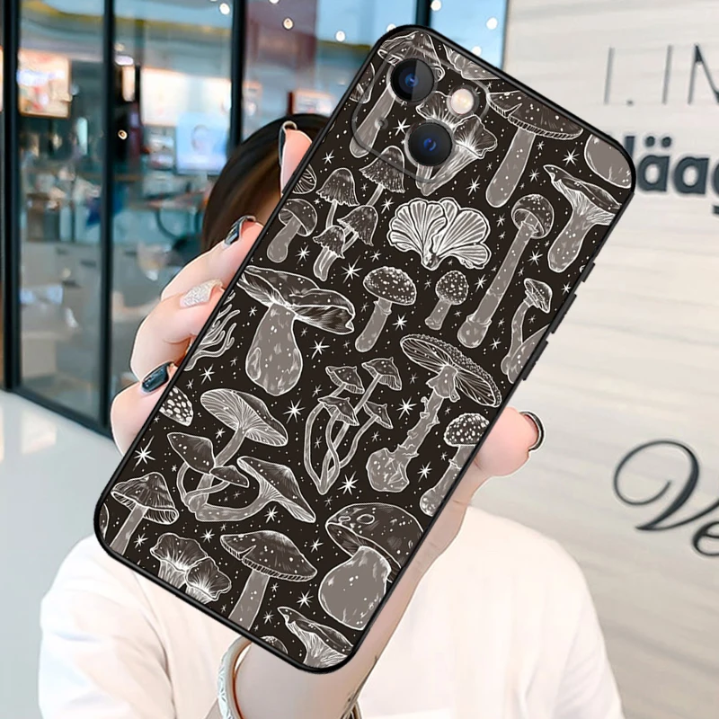 Cottagecore Frog Mushroom Moon Witchy Bumper Phone Case For iPhone 11 12 13 14 15 16 Pro X XR XS Max Plus Back Cover