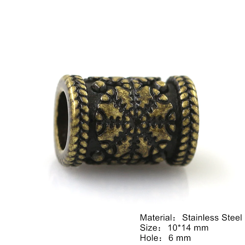 Stainless Steel Antique Bronze Viking Spacer Beads for DIY Paracord Knife Lanyard Jewelry Accessories Leather Bracelet Making